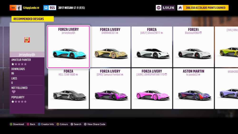 how to buy cars in force horizon 5