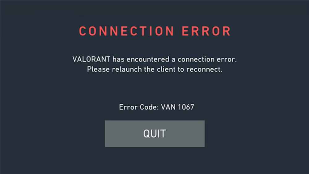 Cómo reparar el código de error Valorant VAN 1067