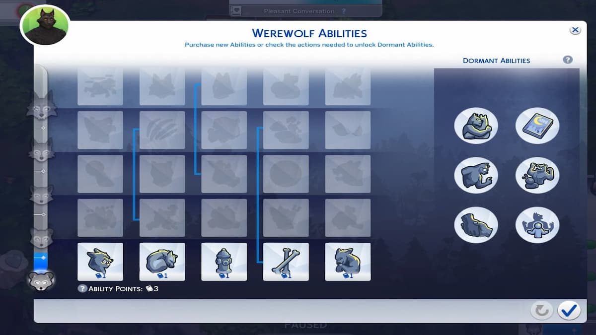Habilidades de hombre lobo en Los Sims 4