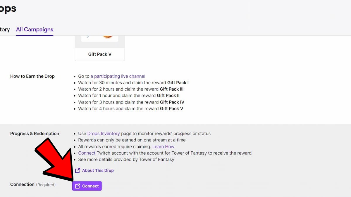 Vincular tu cuenta de Twitch para Tower of Fantasy Twitch Drop