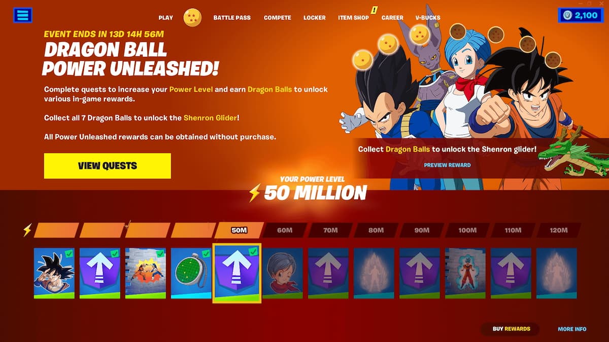 Fortnite x Dragon Ball Crossover 'Power Unleashed' Misiones y recompensas