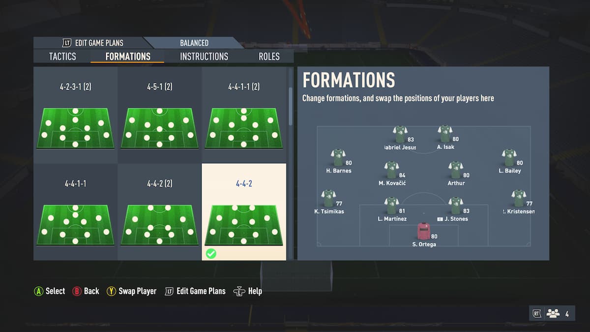 pantalla de formaciones tácticas personalizadas de fifa 23