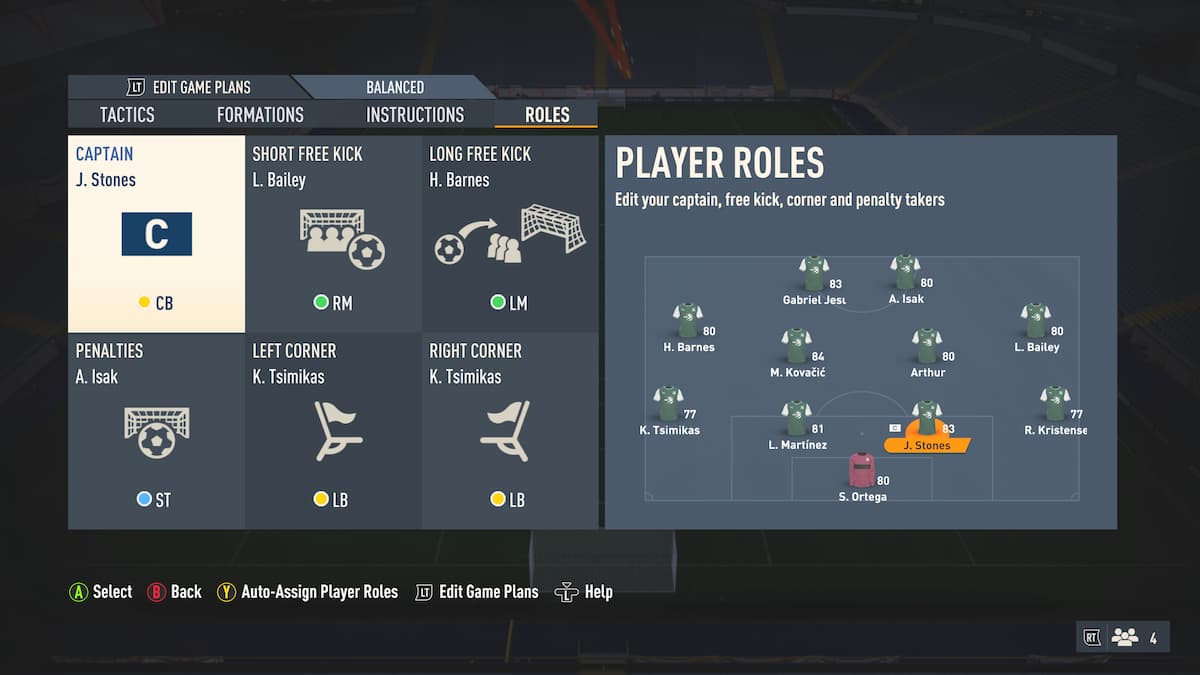 pantalla de roles de jugador de tácticas personalizadas fifa 23