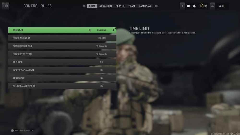 Alteración del límite de tiempo en Call of Duty: Modern Warfare 2