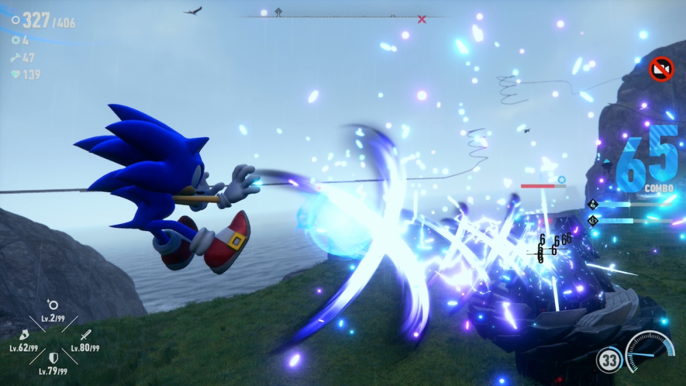 Sonic ataca a un enemigo con la habilidad Cross Slash.