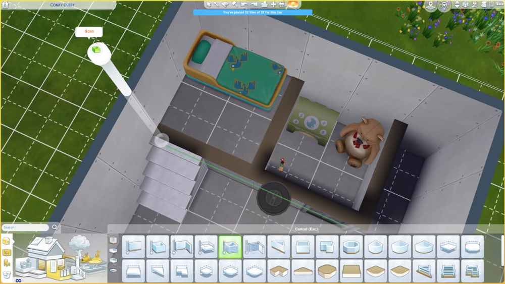 Use la herramienta de sótano para construir un sótano directamente debajo de la guarida de su niño pequeño.