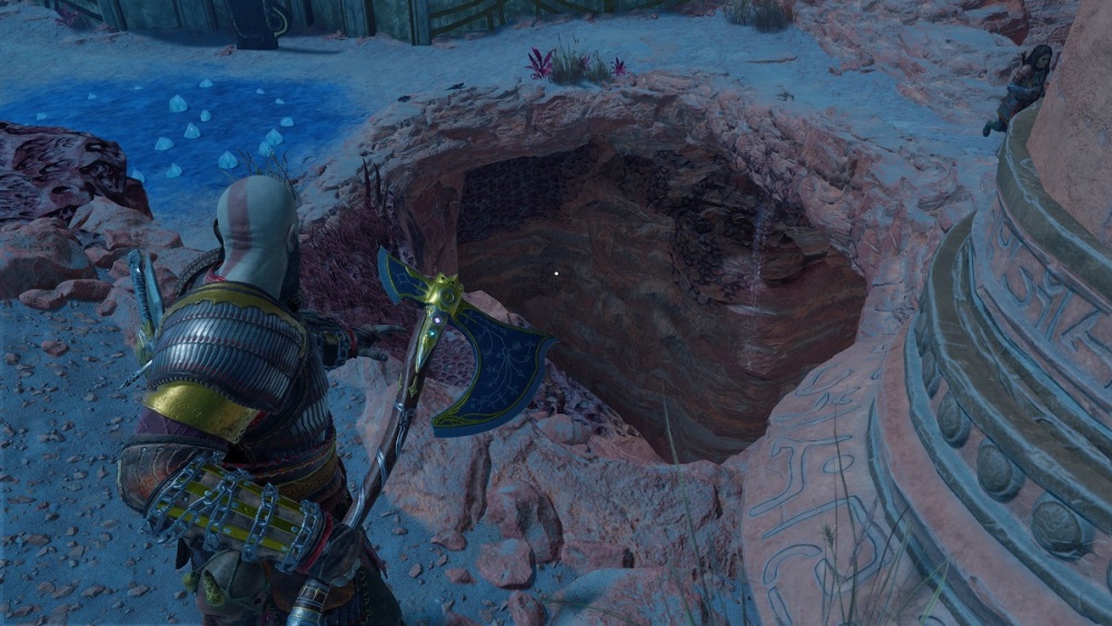 Destruye la materia de la colmena para alcanzar la piedra de luz para el regalo de freyr en god of war ragnarok