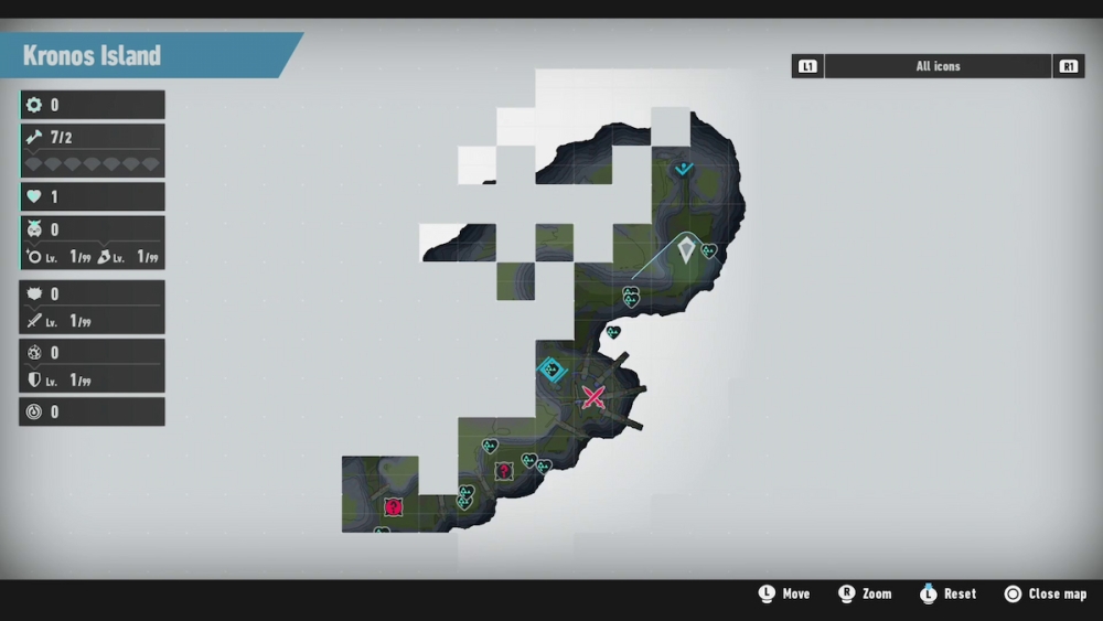 Una captura de pantalla del mapa en Sonic Frontiers