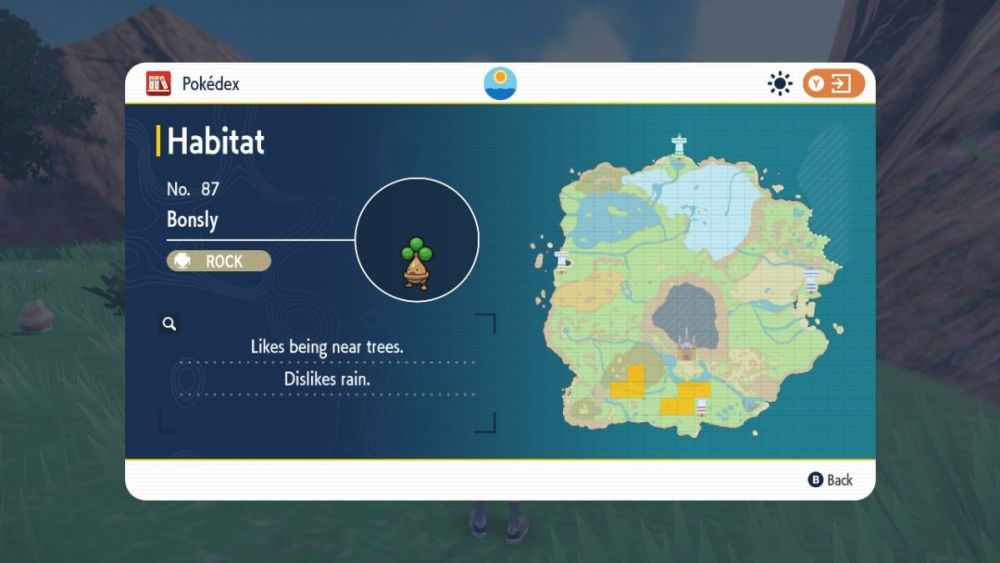 Ubicación de Bonsly en Pokémon Escarlata y Violeta