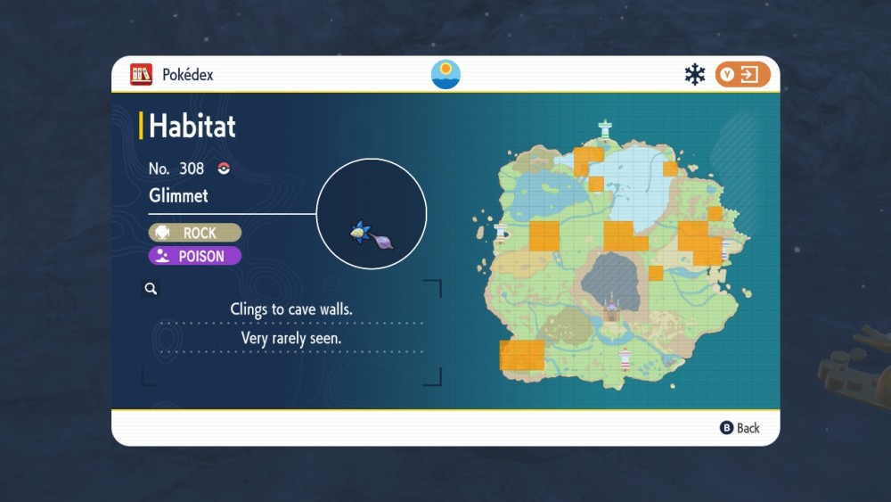 Ubicación de Glimmer en Pokémon Escarlata y Violencia