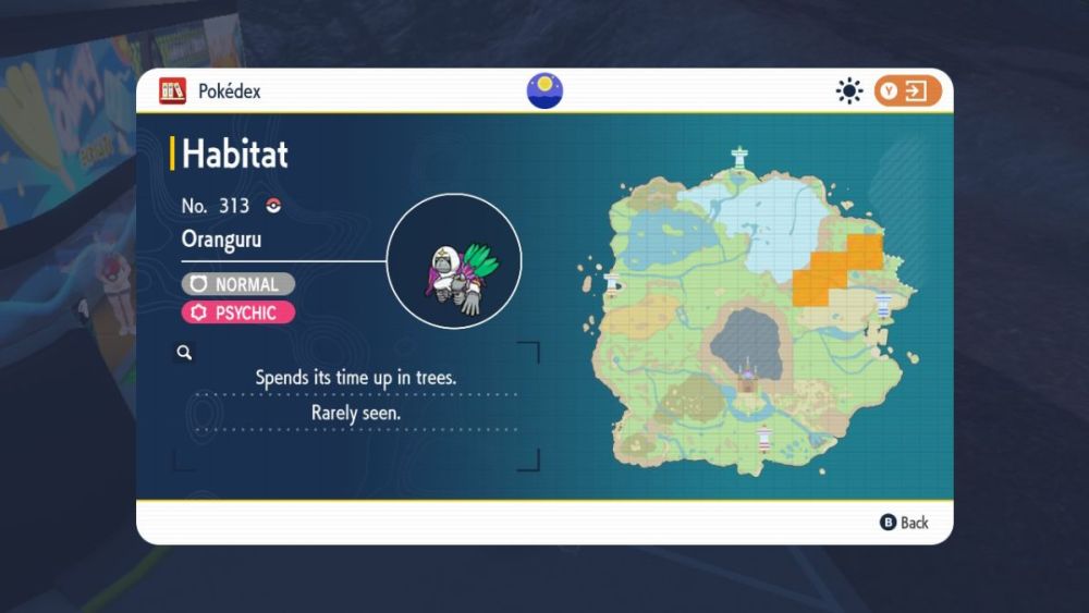 Ubicación de Oranguru en Pokémon Escarlata y Violeta