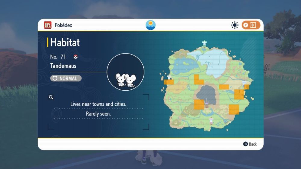 Ubicación de Tandemaus en Pokémon Escarlata y Violeta