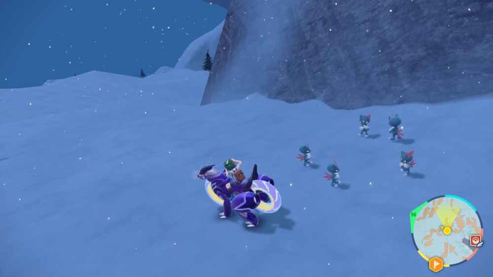 Sneasel en la Montaña Glaseado en Pokémon Escarlata y Violeta.