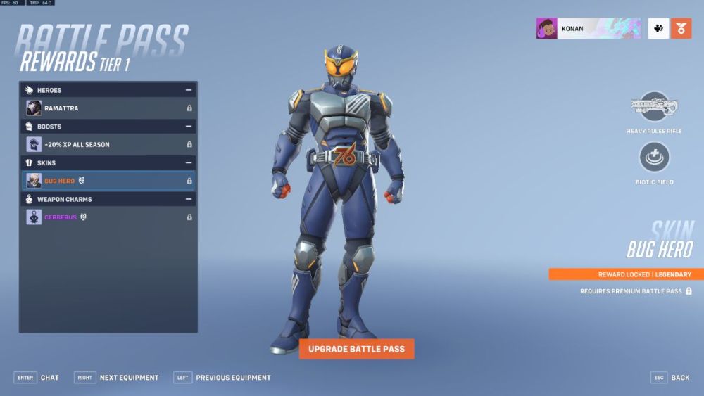 El aspecto Bug Hero de Soldier 76 en OW2.