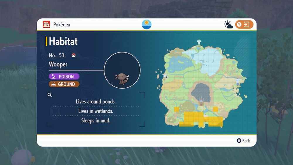 El hábitat de Paldean Wooper en Pokémon Escarlata y Violeta. 