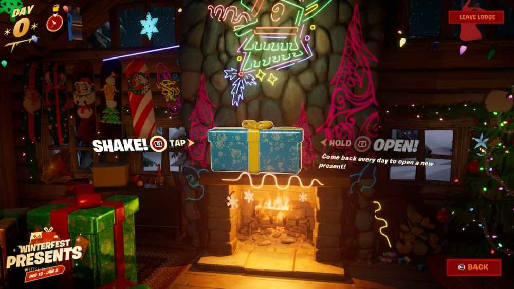 no puedo abrir los regalos de fortnite winterfest