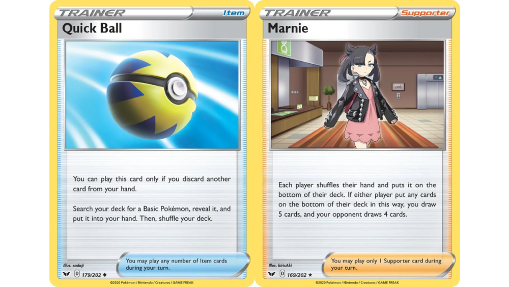 Quick Ball y Marnie de Pokémon TCG