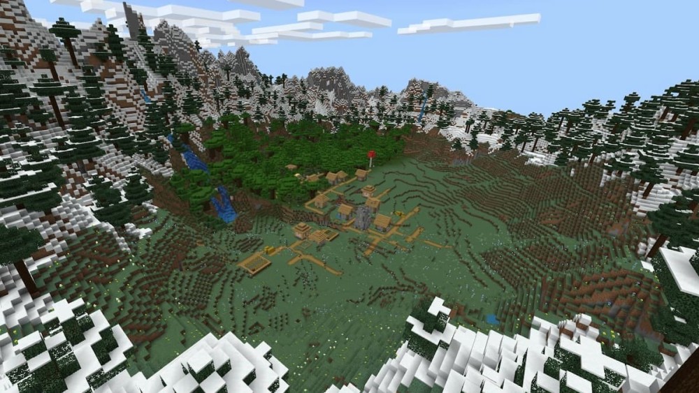Semilla de Minecraft de Aldea de Montaña