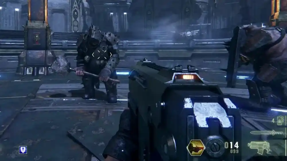 Captura de pantalla del juego Warhammer 40K Darktide Bolter Boltgun