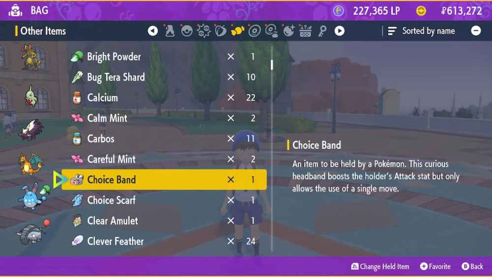 Choice Band en mi bolso de Pokémon Scarlet y Violet. 