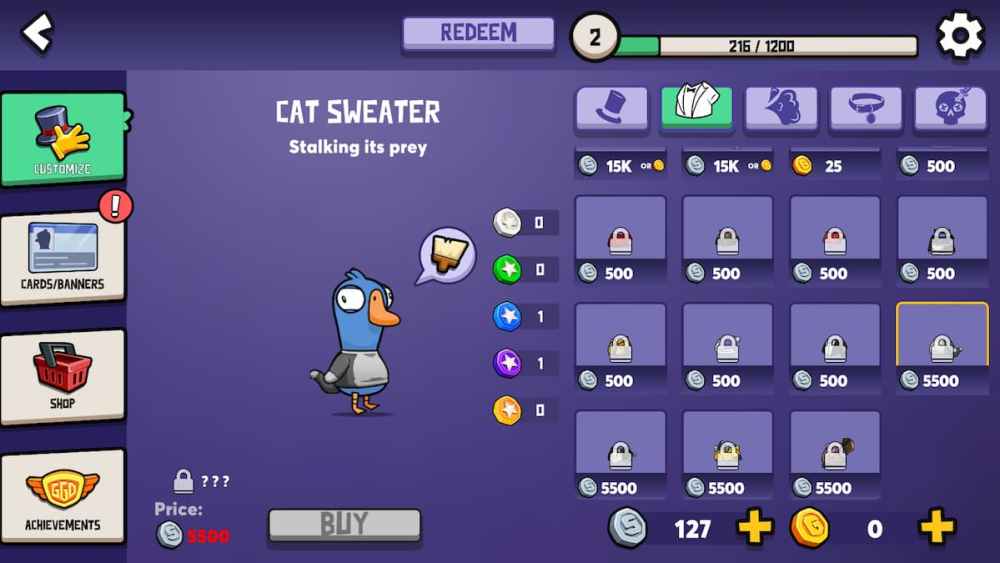 All Outfits and Achievements in Goose Goose Duck