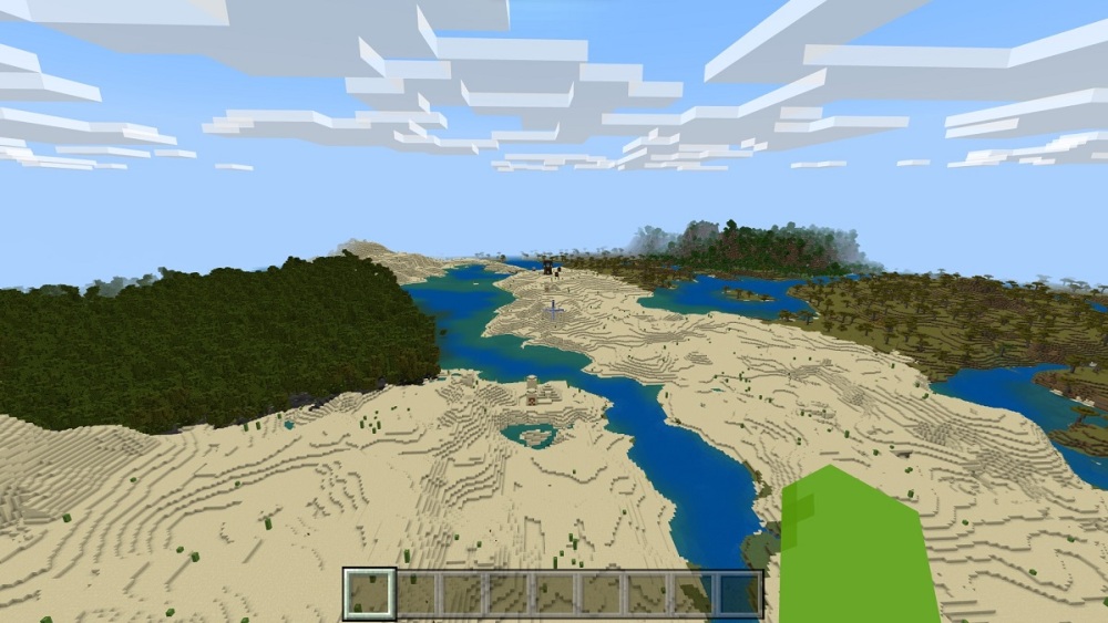 masa de tierra dividida en seis partes por un río semillas de minecraft