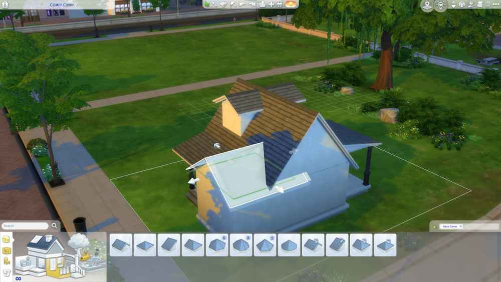 Usar varias piezas de techo es una forma inteligente de agregar interés visual a las casas de inicio de Sims 4.