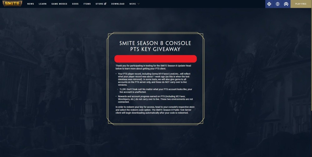 cómo conseguir el código de la consola smite pts