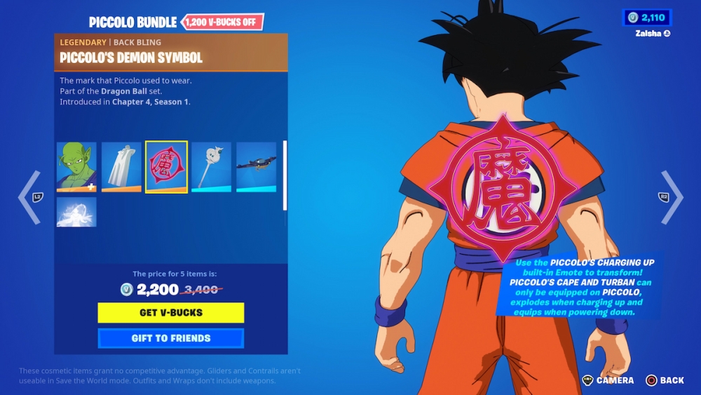 Símbolo de demonio de Piccolo Back Bling