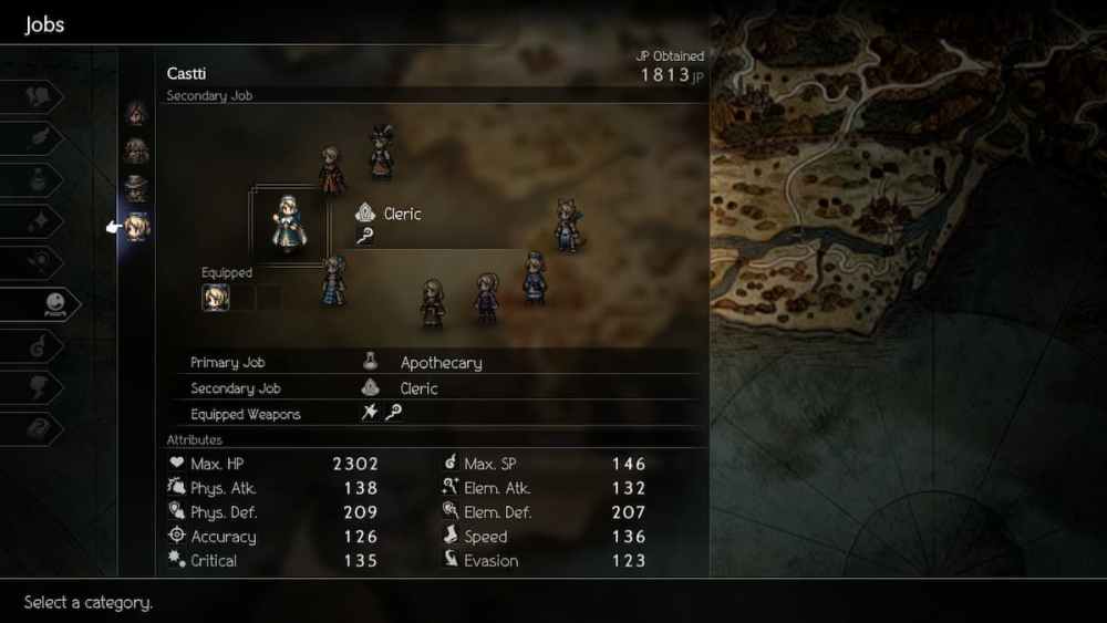 castti trabajo secundario en octopath traveller 2