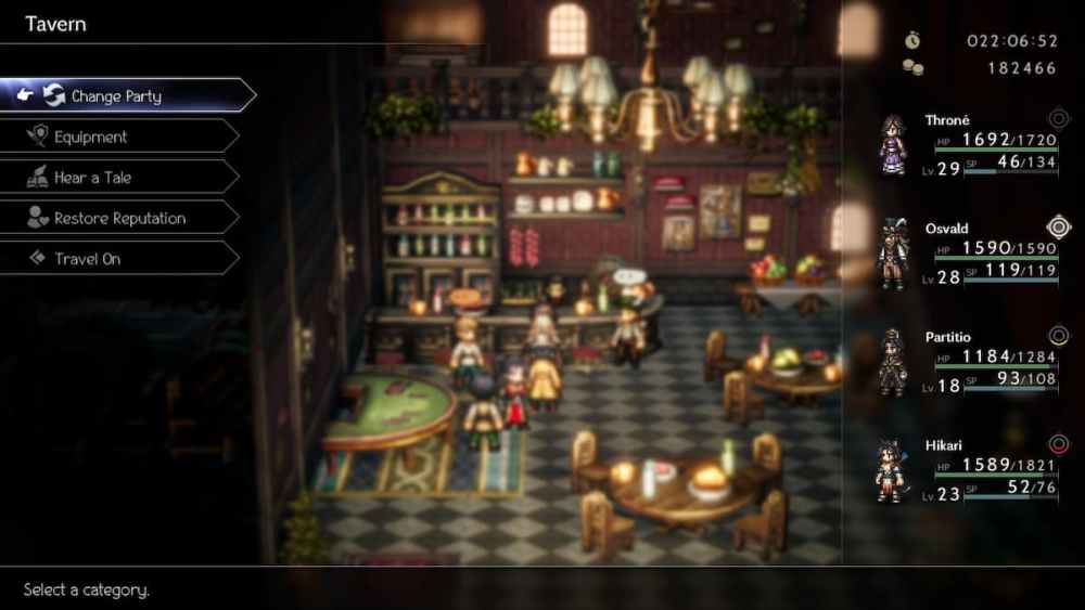 cambiando miembros del grupo en octopath traveller 2