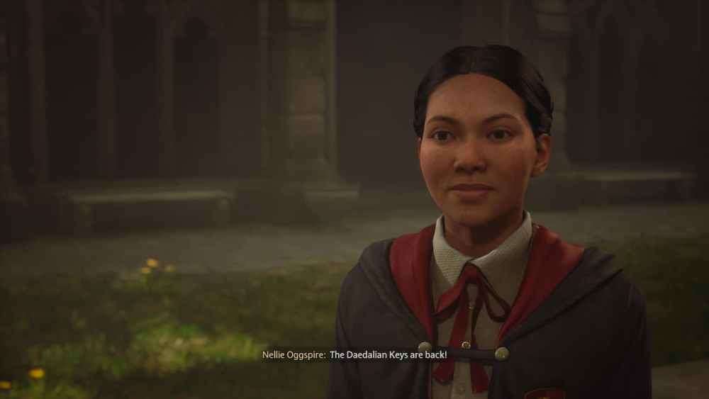 Comenzando la misión secundaria The Daedalian Keys en Hogwarts Legacy, Nellie Oggspire