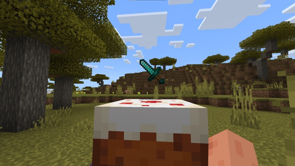 una idea de pastel de espada de minecraft