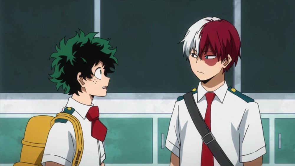 Deku y Todoroki en My Hero Academia