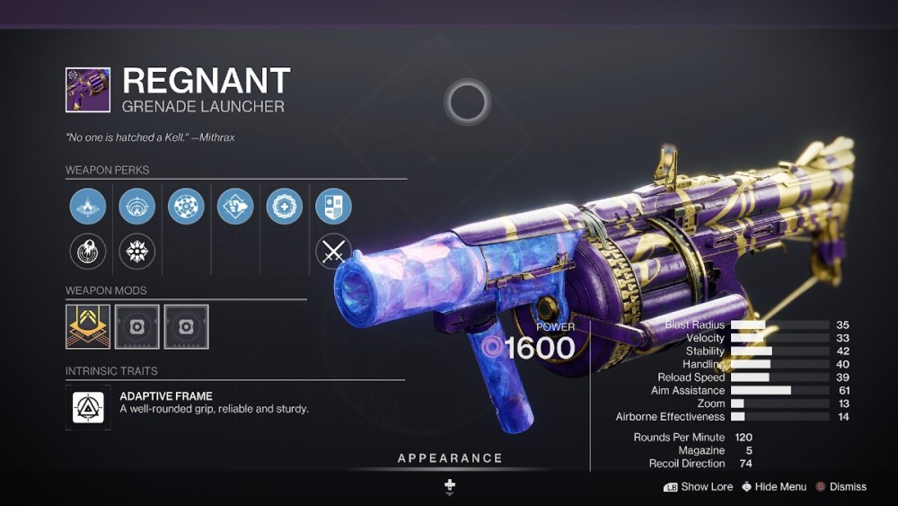 Lanzagranadas legendario de Destiny 2