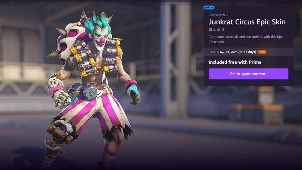 Oferta de Twitch Prime de Junkrat's Circus skin