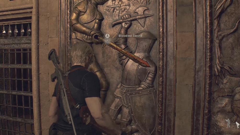 Mural de la espada ensangrentada de Resident Evil 4 Remake.