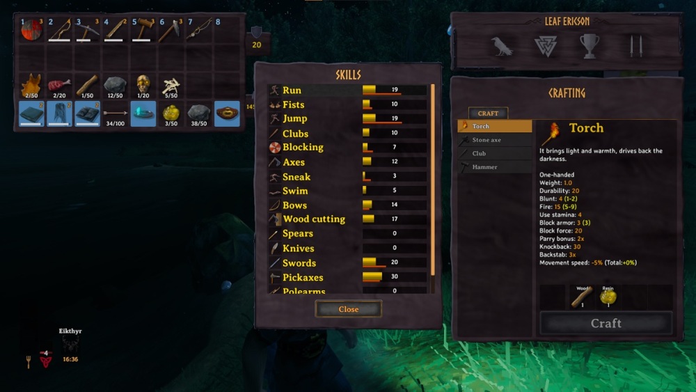 como comprobar tus habilidades en valheim