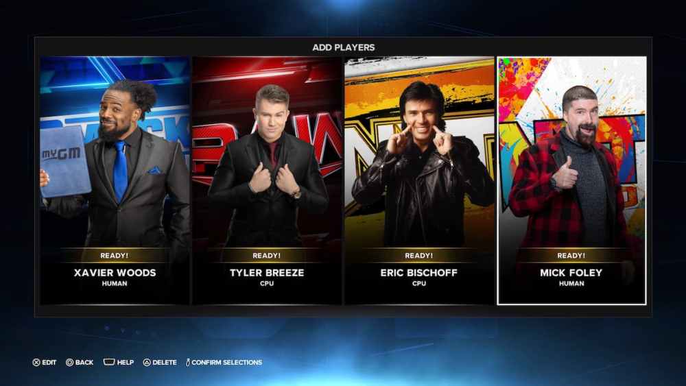 Opciones jugables del modo GM de WWE 2K23