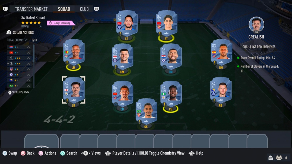 Captura de pantalla de FIFA 23 84 OVR Squad para el año en revisión Player Pick SBC