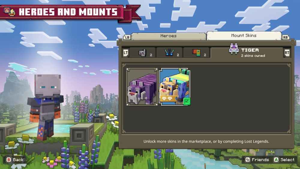 Aspecto de montura de tigre de Minecraft Legends Deluxe