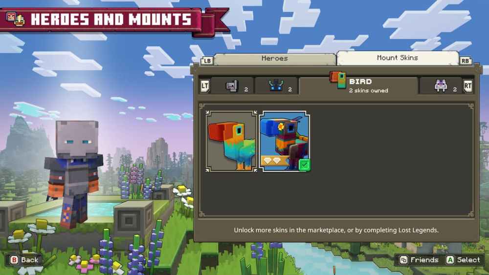 Aspecto de montura de pájaro de Minecraft Legends Deluxe