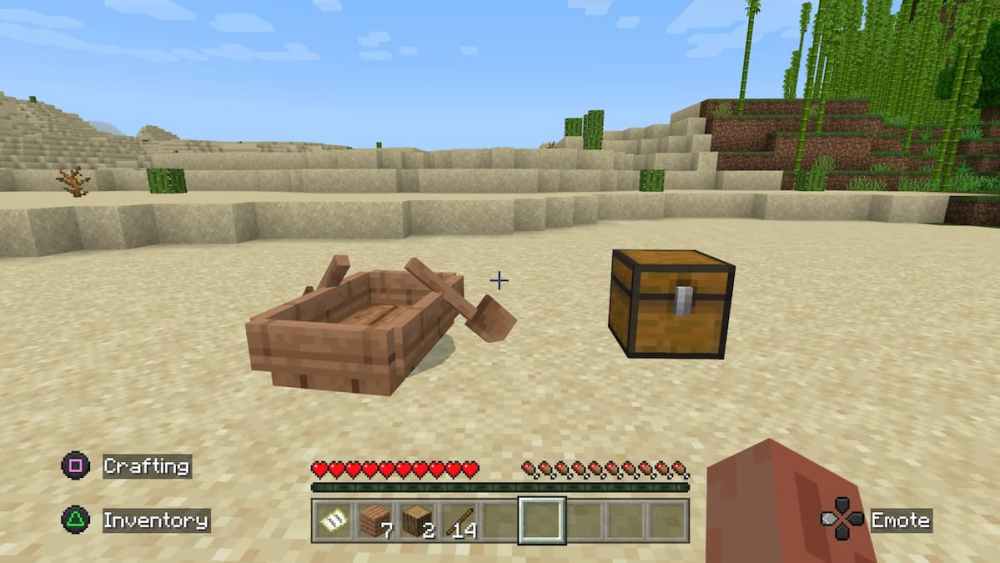 Un bote y un cofre en Minecraft