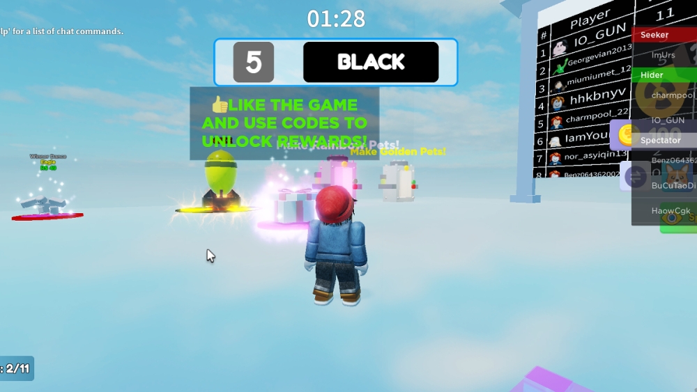 Opción Roblox Color Hide and Seek Presente