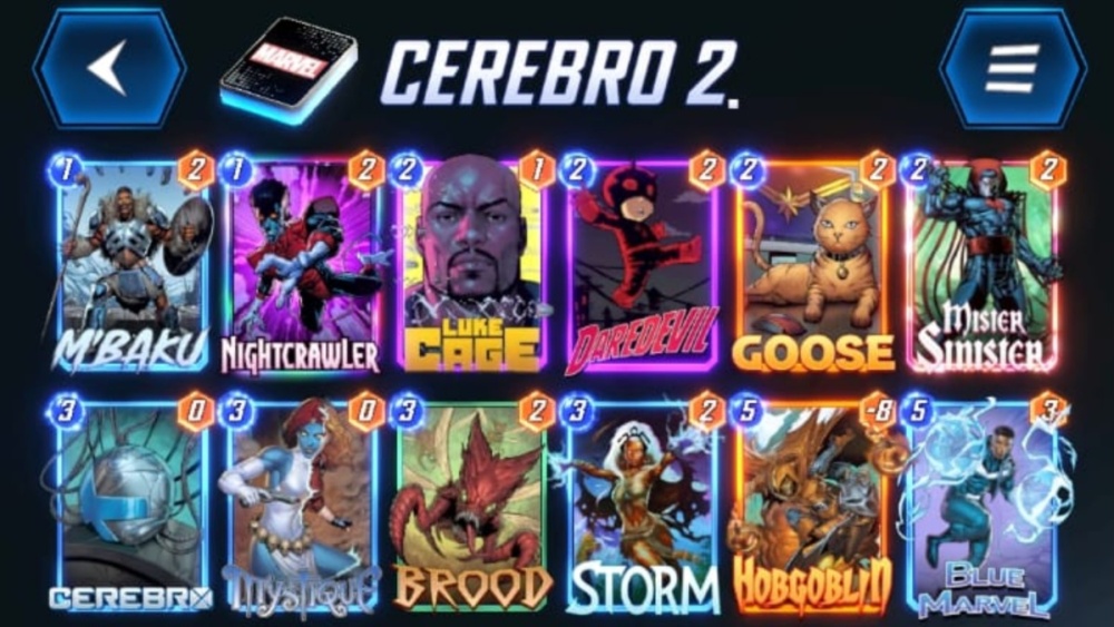 Cerebro 2 Baraja Marvel Snap