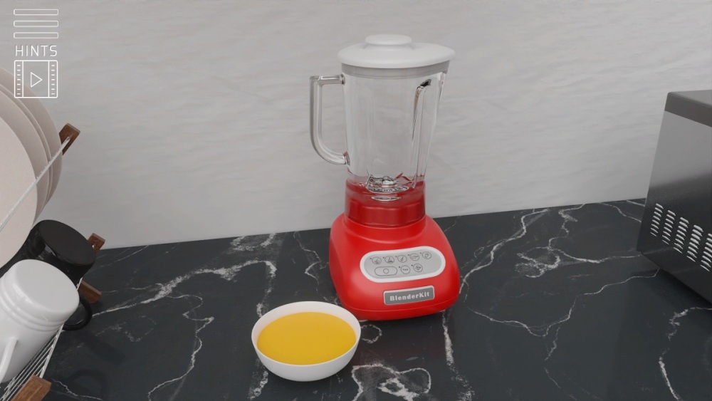 la solución de jugo de naranja en el escape de la cocina