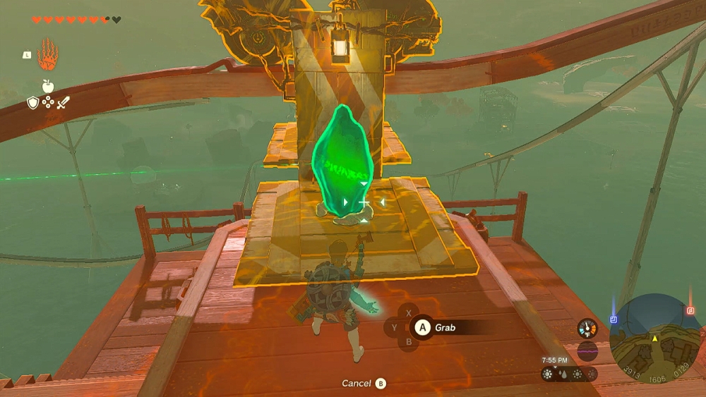 Cristal del Santuario Jochi-Ihiga en un vagón en Zelda TOTK. 