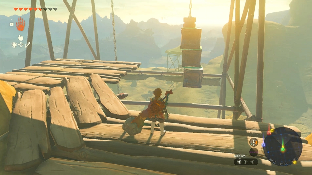 Zelda TOTK Gerudo Canyon Skyview Tower arreglando el ascensor.