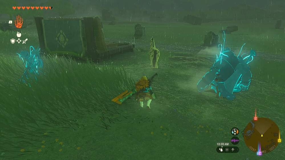 Link intenta capturar a Spot en Zelda TOTK.