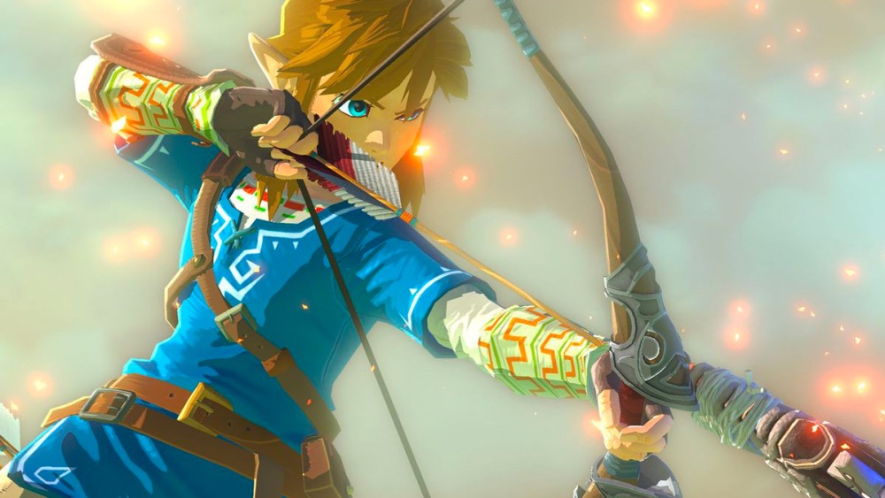 Link disparando un arco y una flecha en Zelda